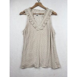 Cabi Sleeveless Blouse Womens M Ruffle V-Neck Polka Dot